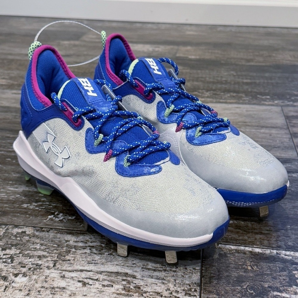 Under Armour Harper 8 Low ST Metal Baseball Cleats White Royal Mens Size 8 NWT